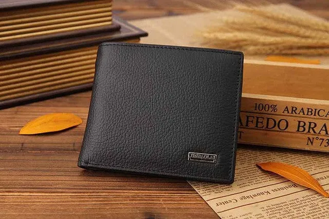 100% genuine leather mens wallet premium product real cowhide wallets for man short black walet portefeuille homme