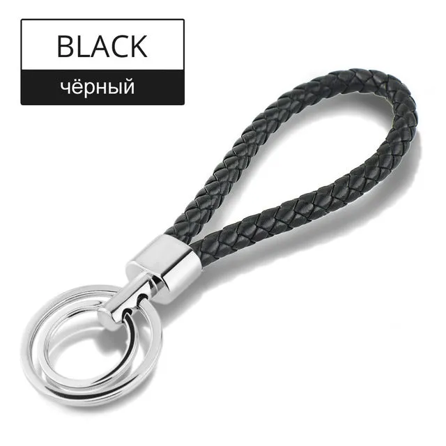 15 Colors PU Leather Braided Woven Rope Double Rings Fit DIY bag Pendant Key Chains Holder Car Keyrings Men Women Keychains K224