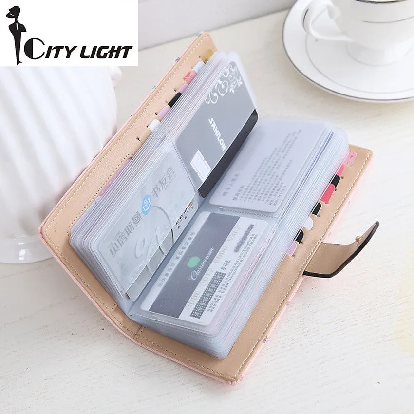 2016 women Card credit  wallet two-folded buckle long design Card Holders lady's card bag wallet free shiping