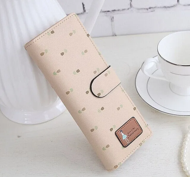 2016 women Card credit  wallet two-folded buckle long design Card Holders lady's card bag wallet free shiping