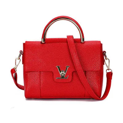 2016 Women V Letters Saffiano handbags Women Leather Commuter Office Ring tote bag Women's Pouch Bolsas Famous Ladys V Flap bag