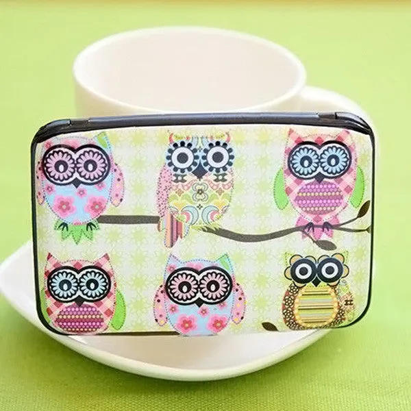 2017 Cute Owl Printed Wallet Case Credit Card Holder 7 Cards Slots Theft Proof with Extra Security Layers Carteira Feminina