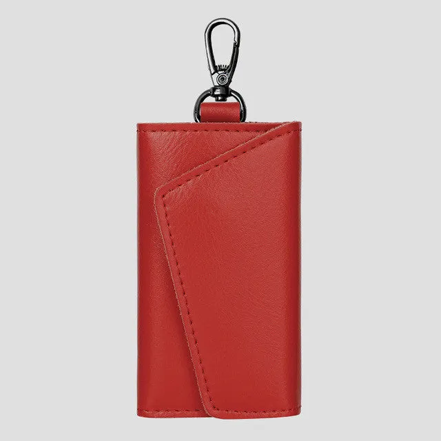 2017 Key Holder Wallet 100% Genuine Leather Unisex Solid Key Wallet Organizer Bag Car Housekeeper Wallet Card Holder