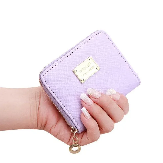 2017 Lady Short Coin pouch Women wallet New Kawaii Girl Small Change purse Coin bag Embossed 3 Folds Pu leather coin purses D38M