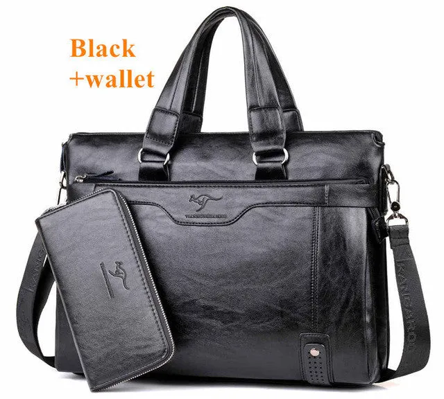 2017 Men Casual Briefcase Business Shoulder Leather Messenger Bags Computer Laptop Handbag  Men's Travel Bags handbags