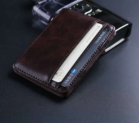 2017 New arrival High quality leather magic wallets Fashion men money clips card purse 2 colors