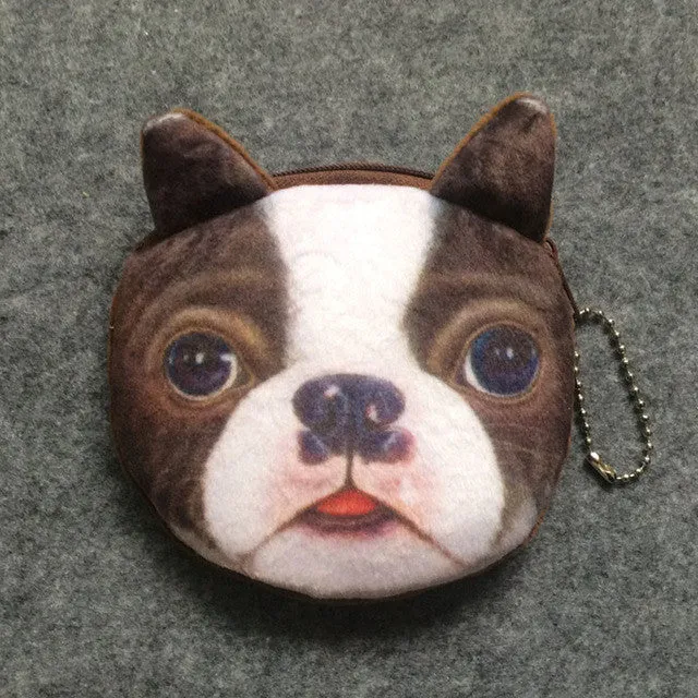 2017 Promotion 3D Oval Animal Prints Mini Coin Bags Women Storage Pouch Cute Dog Wallets Kids Coin Purses