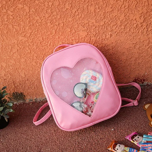 2017 Summer Candy Transparent Love Heart Shape Backpacks Harajuku School Backpack Shoulder Bags For Teenager Girls Book Bag