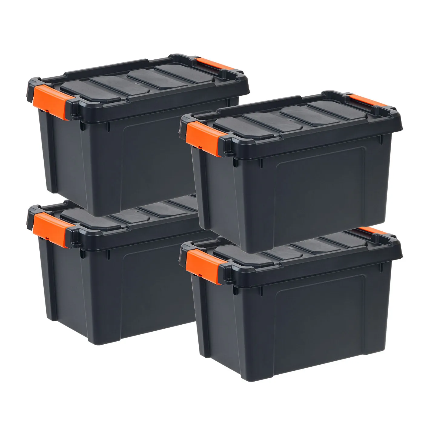 22 Quart  Heavy Duty Plastic Storage Box, Black Pack of 4