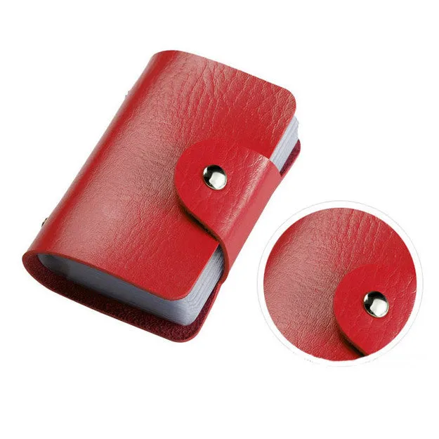 24 Bits Fashion New Women Men Credit Card Holder PU Leather Hasp Unisex ID Holders Package Organizer Manager Free Shipping