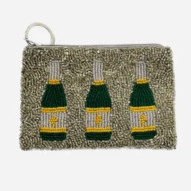 3 Champagne Bottles Silver Coin Purse