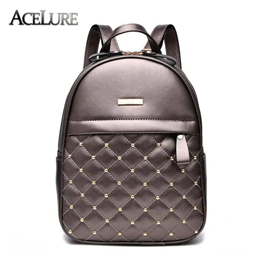 ACELURE Women Backpack Hot Sale Fashion Causal bags High Quality bead female shoulder bag PU Leather Backpacks for Girls mochila