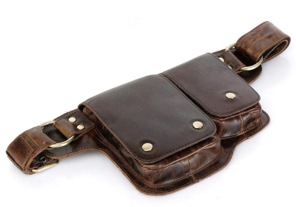 Adonis 2 Leather Waist Purse Fanny Pack - Brown