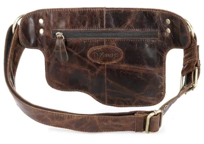 Adonis 2 Leather Waist Purse Fanny Pack - Brown