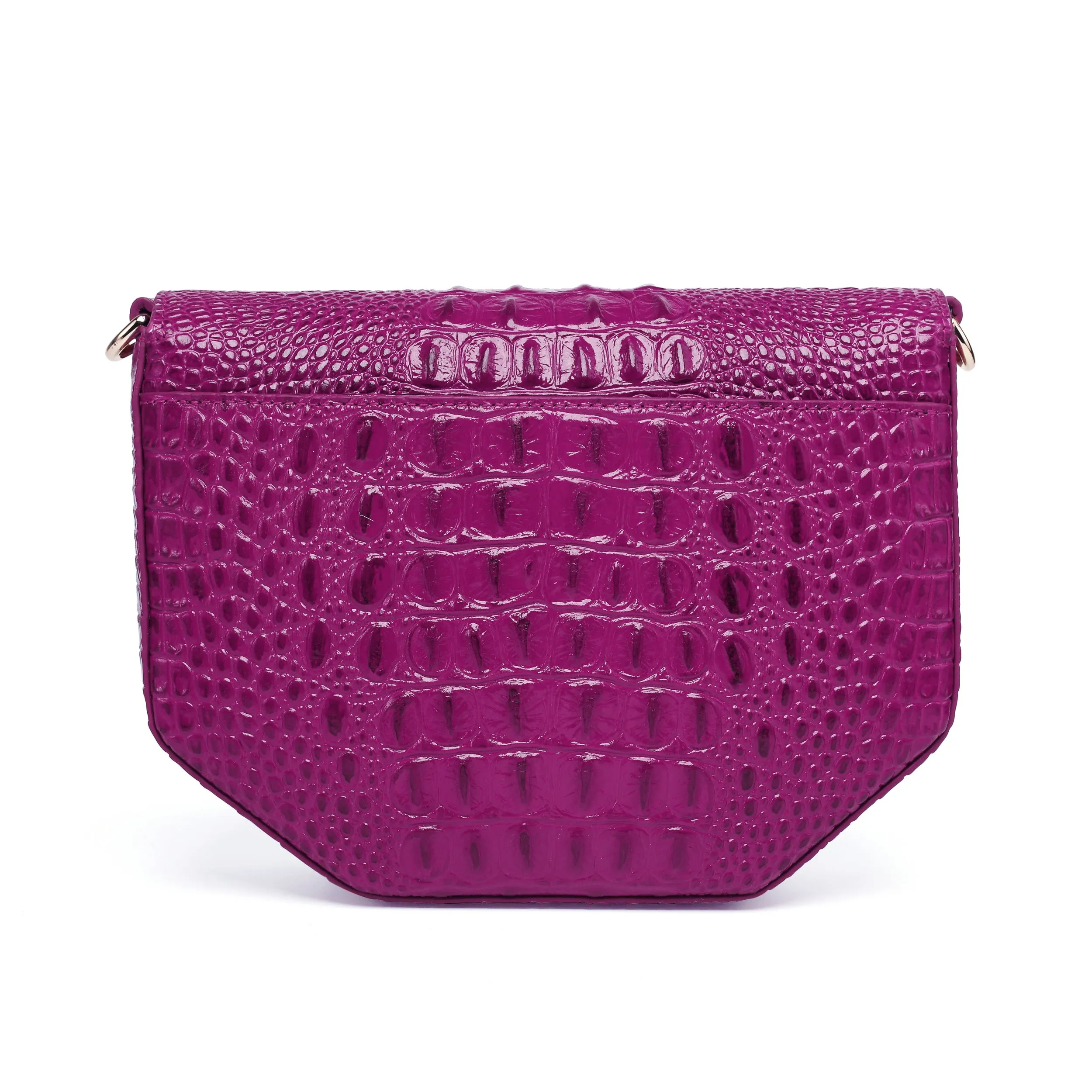 Alessia Croc Embossed Leather Handbag/ Crossbody bag: Magenta