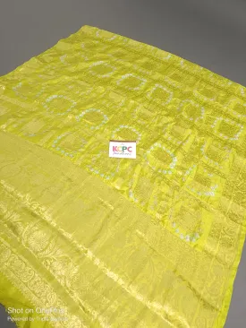 Banarasi Bandhej Gharchola Jangla Dupatta, OR, KC Lemon