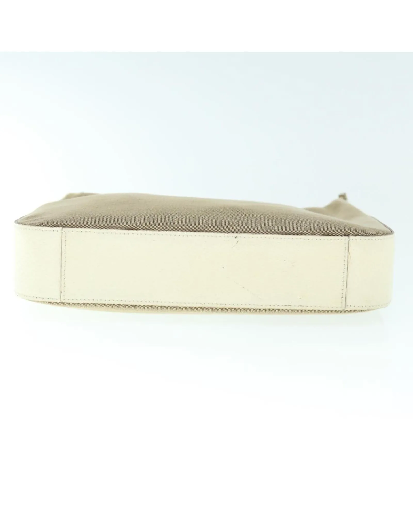 Beige Canvas Shoulder Bag with Accessory - Made in Italy