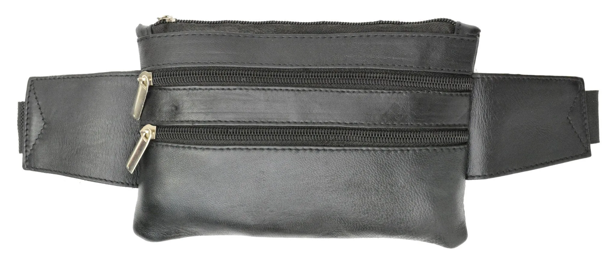 Black fanny pack with elastic waist strap Pouch 009