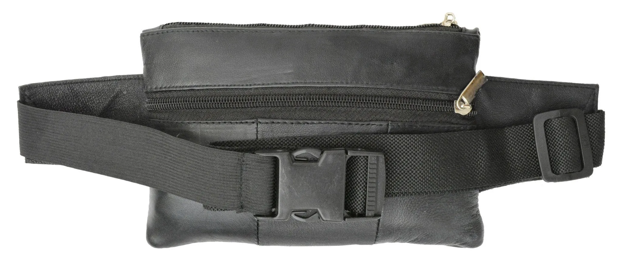 Black fanny pack with elastic waist strap Pouch 009