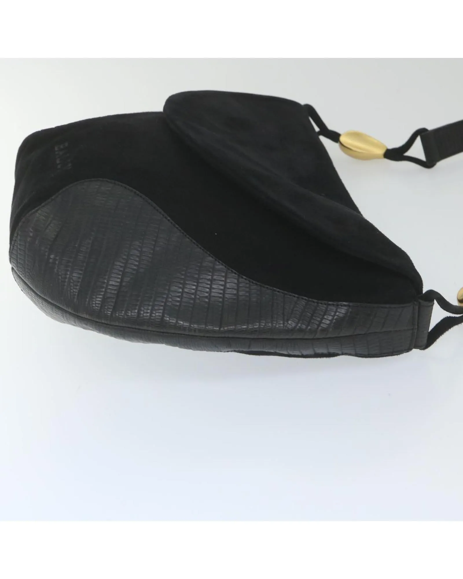 Black Suede Shoulder Bag with 50cm Drop - Rank C