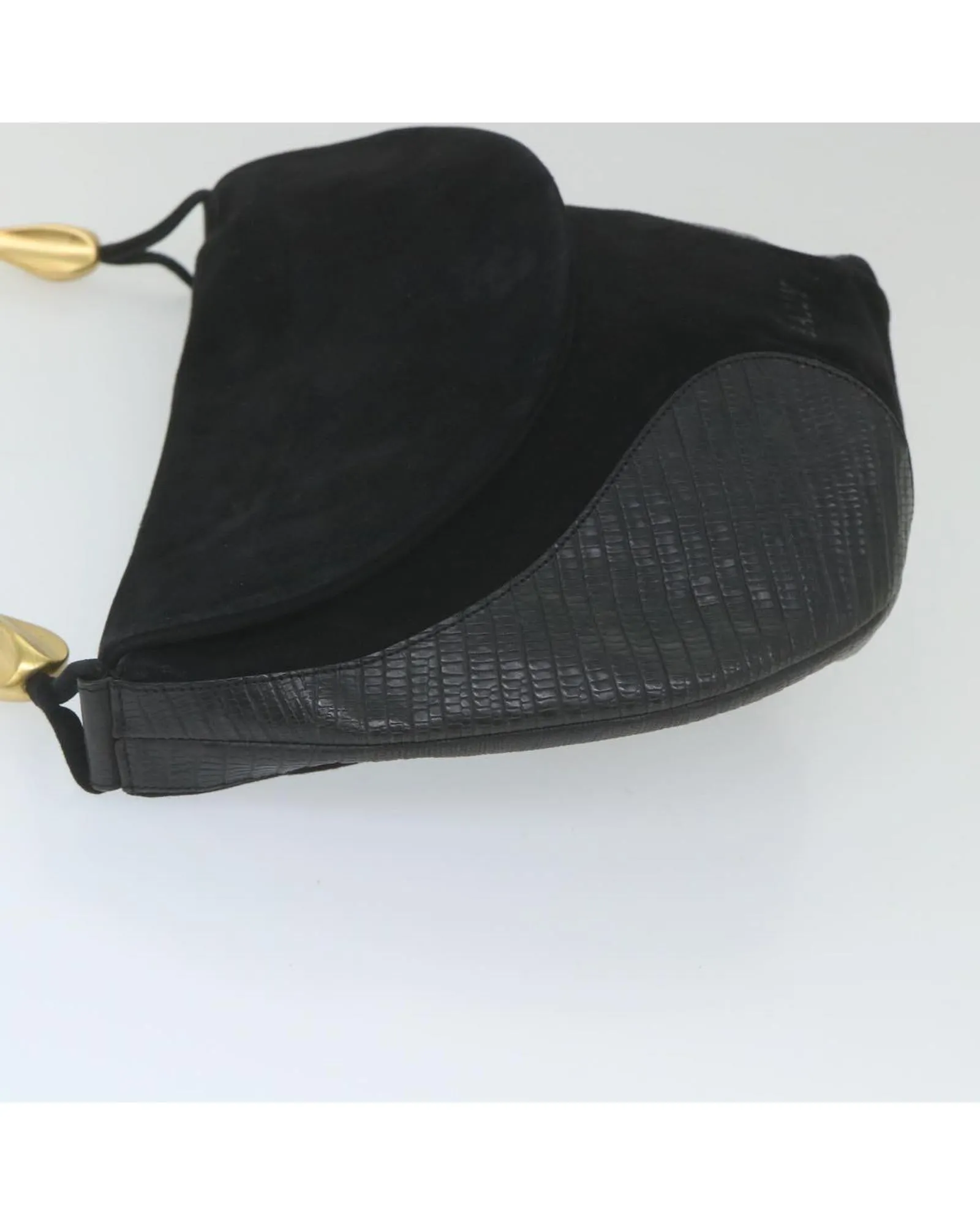 Black Suede Shoulder Bag with 50cm Drop - Rank C