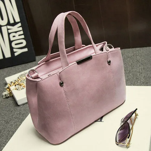 Bolish Hot Sale Nubuck Leather Women Top-Handle Bags Candy Color Women Shoulder Bag Rivet Women Bags