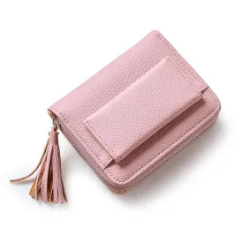 Brand Women Small Wallets Tassel Pendant Short Money Wallets PU Leather Lady Zipper Coin Pocket Purses Female Fashion Cardbag