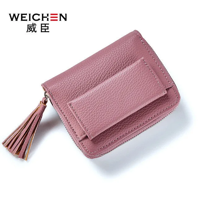 Brand Women Small Wallets Tassel Pendant Short Money Wallets PU Leather Lady Zipper Coin Pocket Purses Female Fashion Cardbag