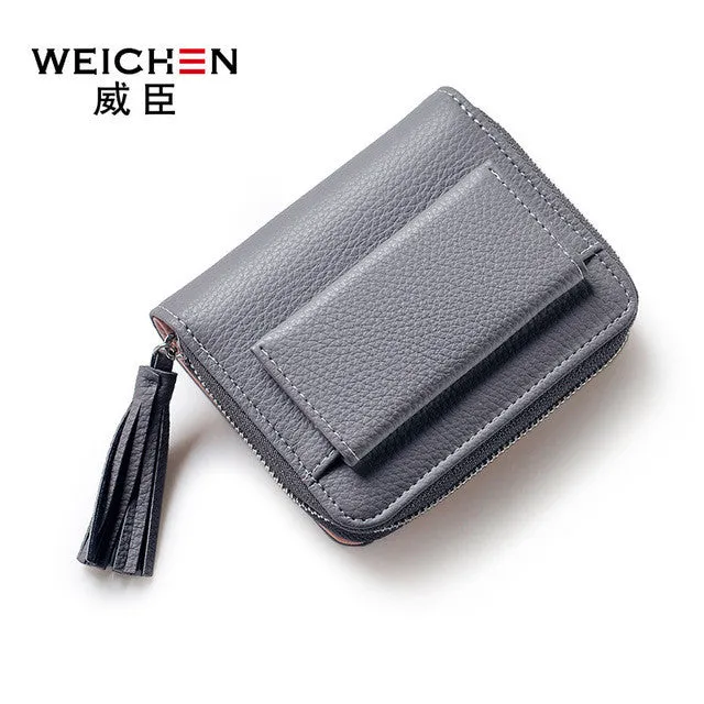 Brand Women Small Wallets Tassel Pendant Short Money Wallets PU Leather Lady Zipper Coin Pocket Purses Female Fashion Cardbag