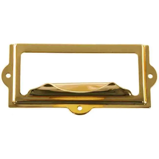 Brass Card Label Holder with Drawer Pull