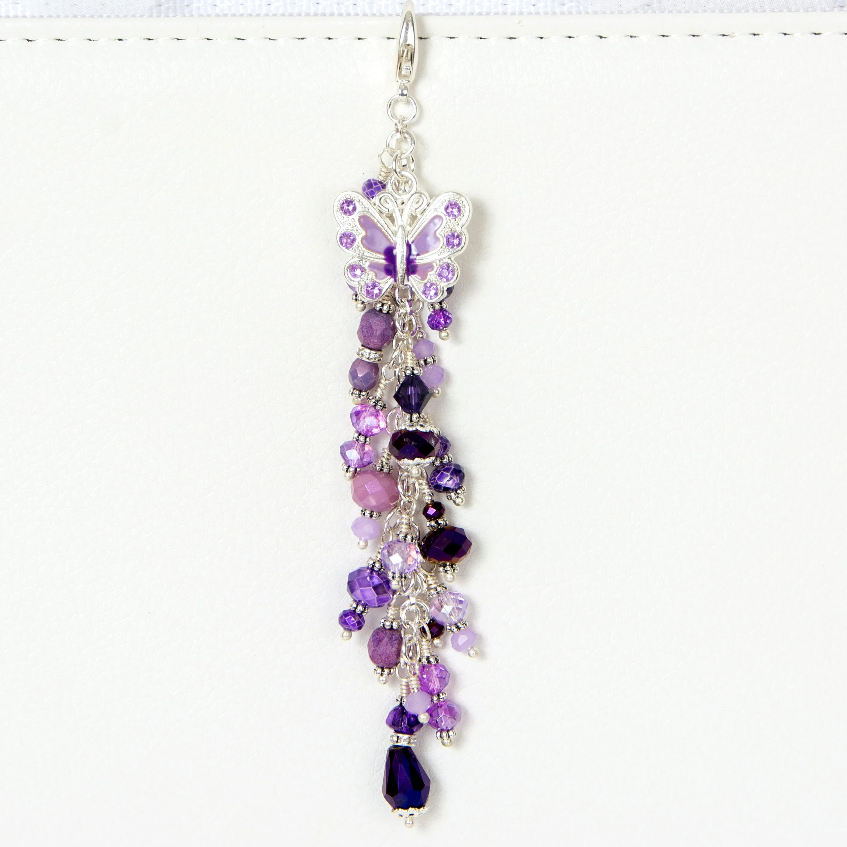 Butterfly Planner Charm with Purple Crystals