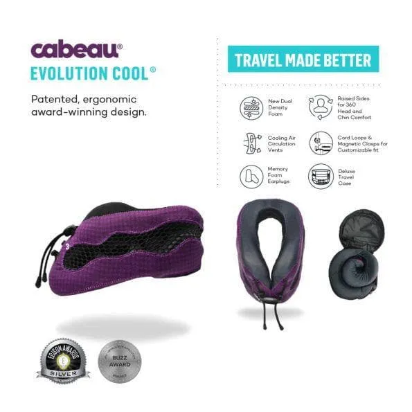 Cabeau Evolution Cool 2.0 Memory Foam Neck Travel Pillow - Black