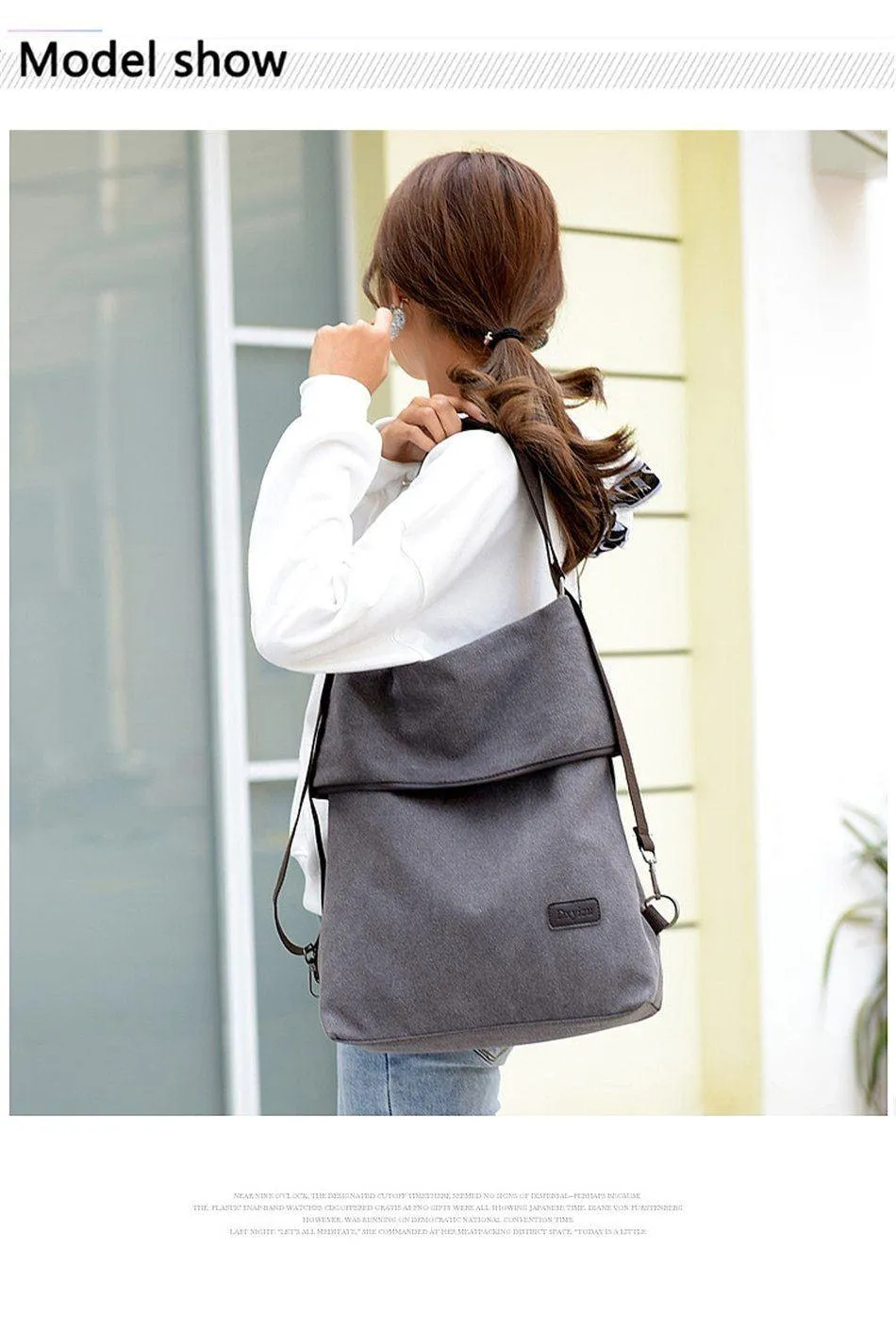 Canvas Convertible Shoulder Bag/Backpack