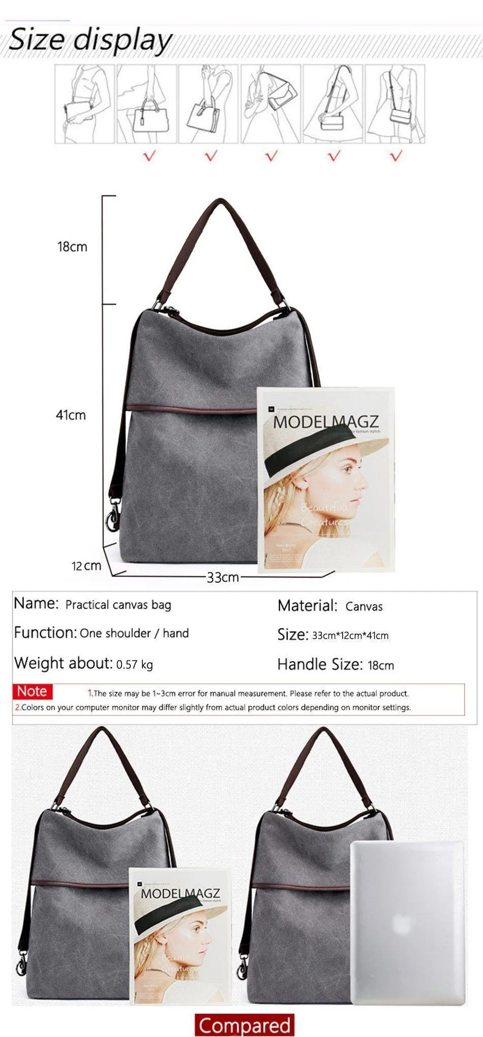 Canvas Convertible Shoulder Bag/Backpack