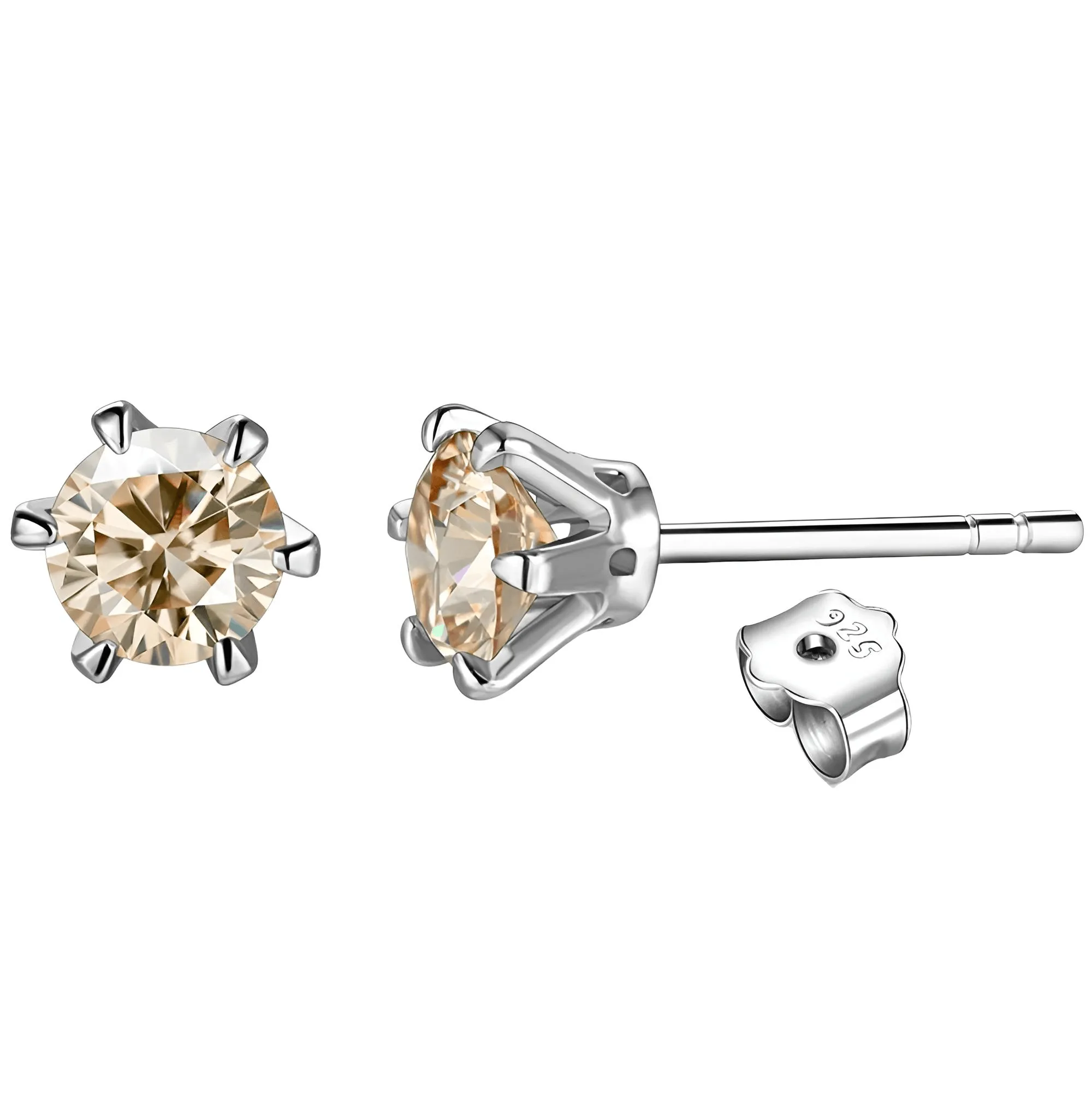 Colored Moissanite Stud Earrings 1ct D Color Ideal Cut Lab Created Diamond 18K Rose Gold Plating Earrings for Women with GRA