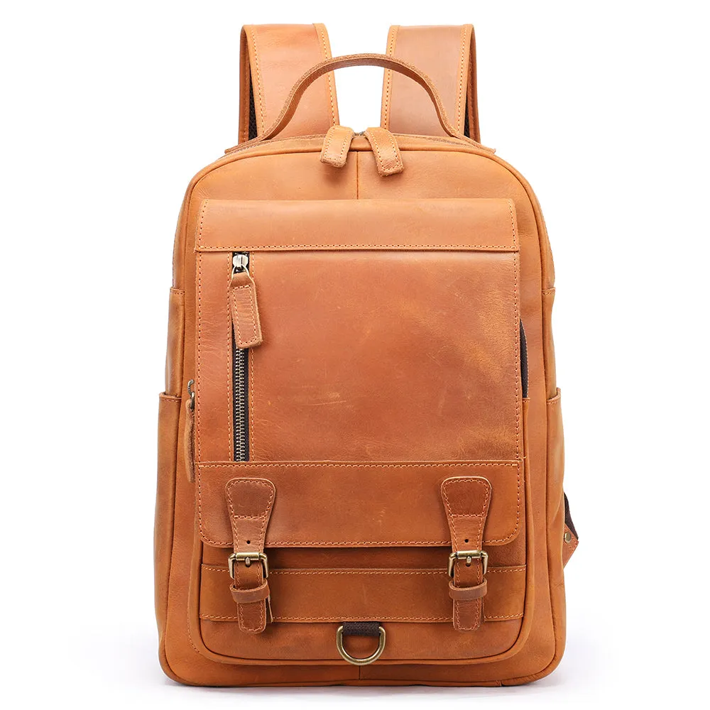 Crazy horse leather knapsack laptop backpack