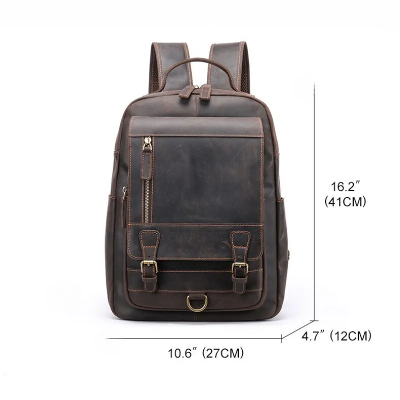 Crazy horse leather knapsack laptop backpack