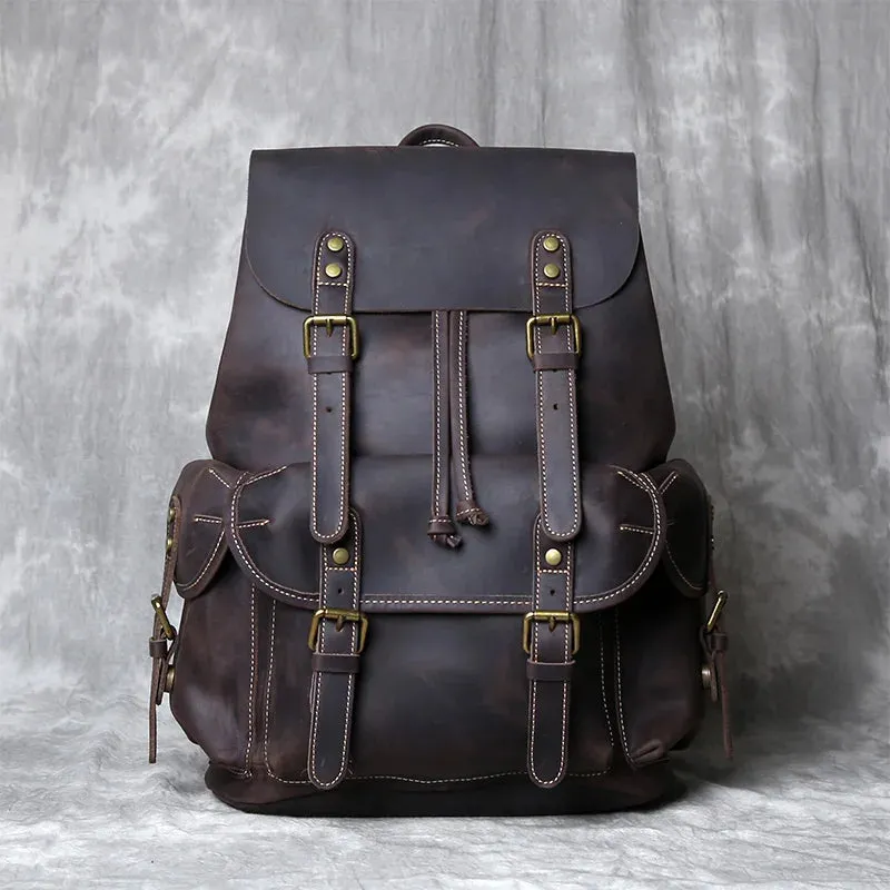 Crazy Horse Leather Men's Backpack