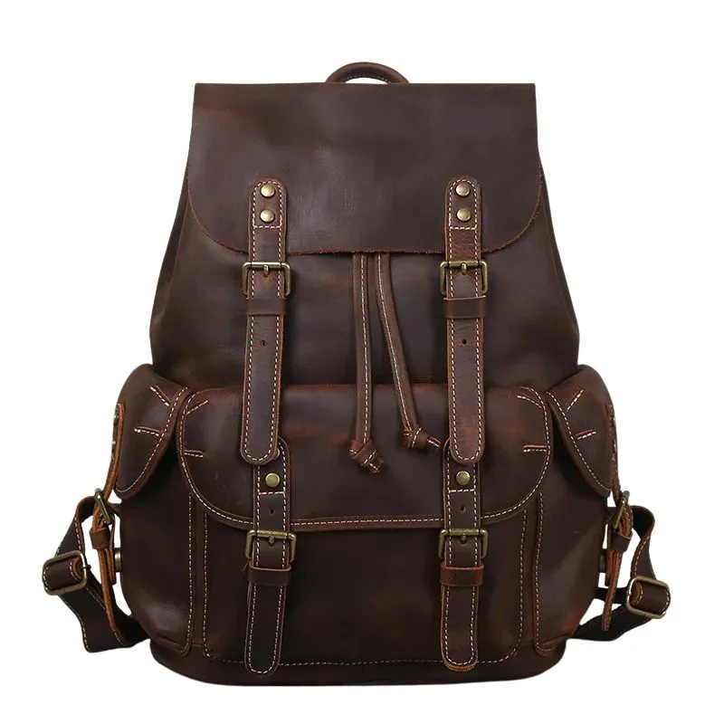 Crazy Horse Leather Men's Backpack