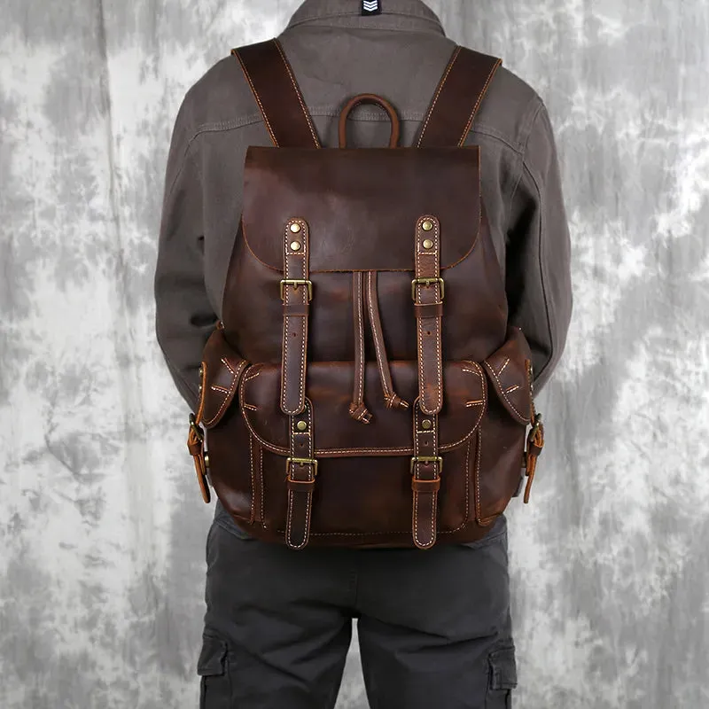 Crazy Horse Leather Men's Backpack