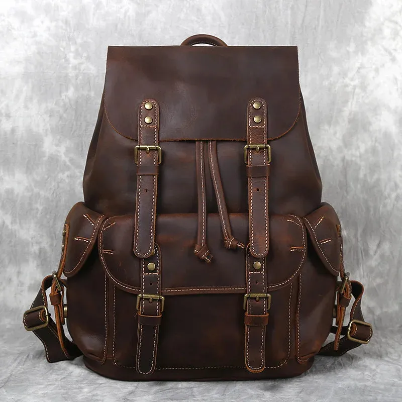 Crazy Horse Leather Men's Backpack