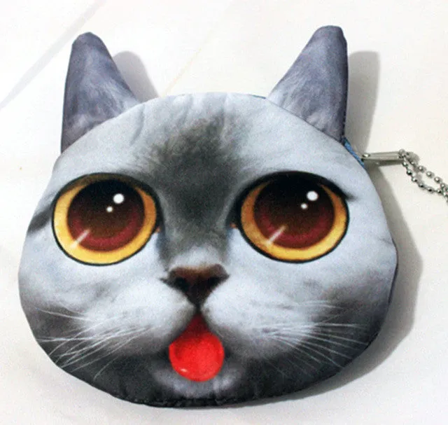 Creative Funny Coin Wallet 3D Cat Cloth Purse Female Mini Coin Bag Children Toys Purses Women Clutch Wholesale