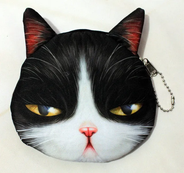 Creative Funny Coin Wallet 3D Cat Cloth Purse Female Mini Coin Bag Children Toys Purses Women Clutch Wholesale