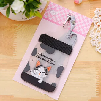 Cute Feeding Bottle Shaped Cartoon Animals Silicone Card Cover Bus Bank Id Card Case Holder with Rope