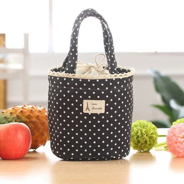 Cute lunch Bag Portable Insulated Cooler Bags Dot Eiffel Tower Thermal Food Picnic Lunch Bags Women kids Men Lunch Box Bag Tote