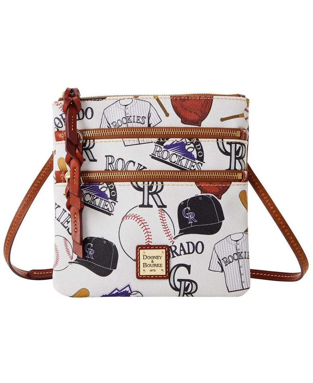 Dooney & Bourke Women's Colorado Rockies Game Day Triple Zip Crossbody Bag, White