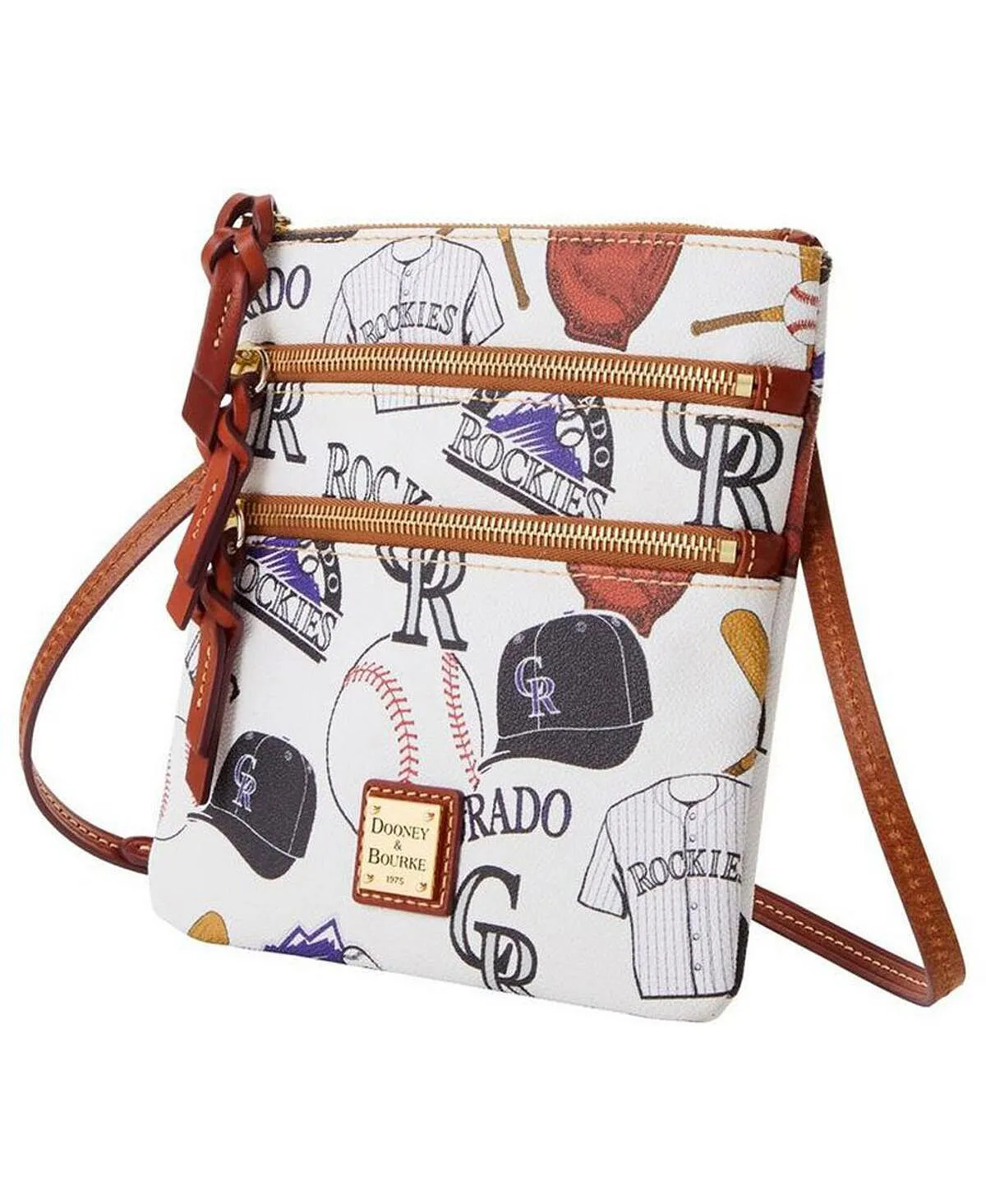 Dooney & Bourke Women's Colorado Rockies Game Day Triple Zip Crossbody Bag, White