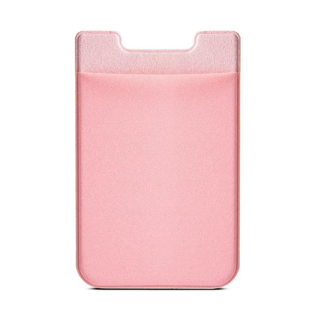 Elastic Lycra Cell Phone Wallet Case Credit ID Card Holder Pocket Stick On 3M Adhesive Black/Gray/Pink/Golden/RoseGold AC419-423