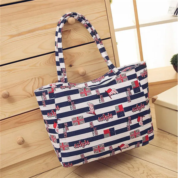 EXCELSIOR Waterproof Canvas Casual Zipper Shopping Bag Large Tote Women Handbags Floral Printed Ladies Single Shoulder Beach Bag