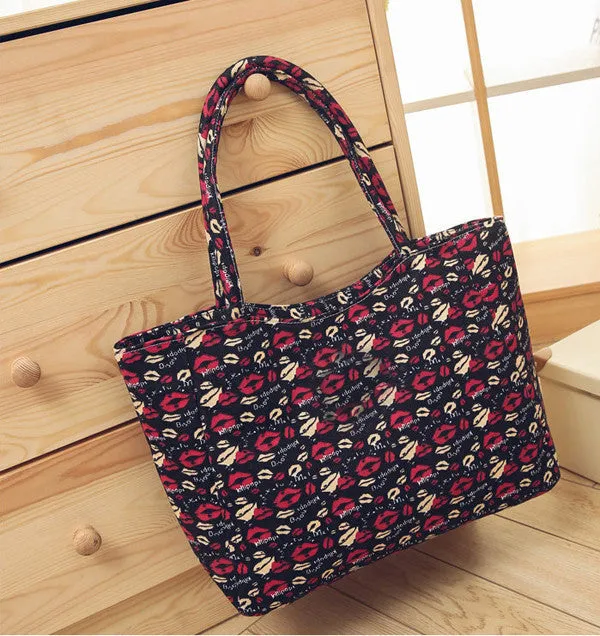 EXCELSIOR Waterproof Canvas Casual Zipper Shopping Bag Large Tote Women Handbags Floral Printed Ladies Single Shoulder Beach Bag